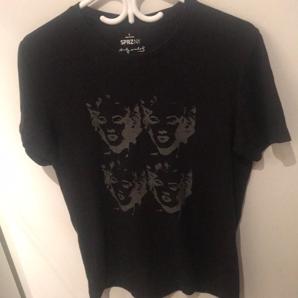 SPRZ NY Uniqlo Andy Warhol series Marilyn Monroe black with sparkling silver tee